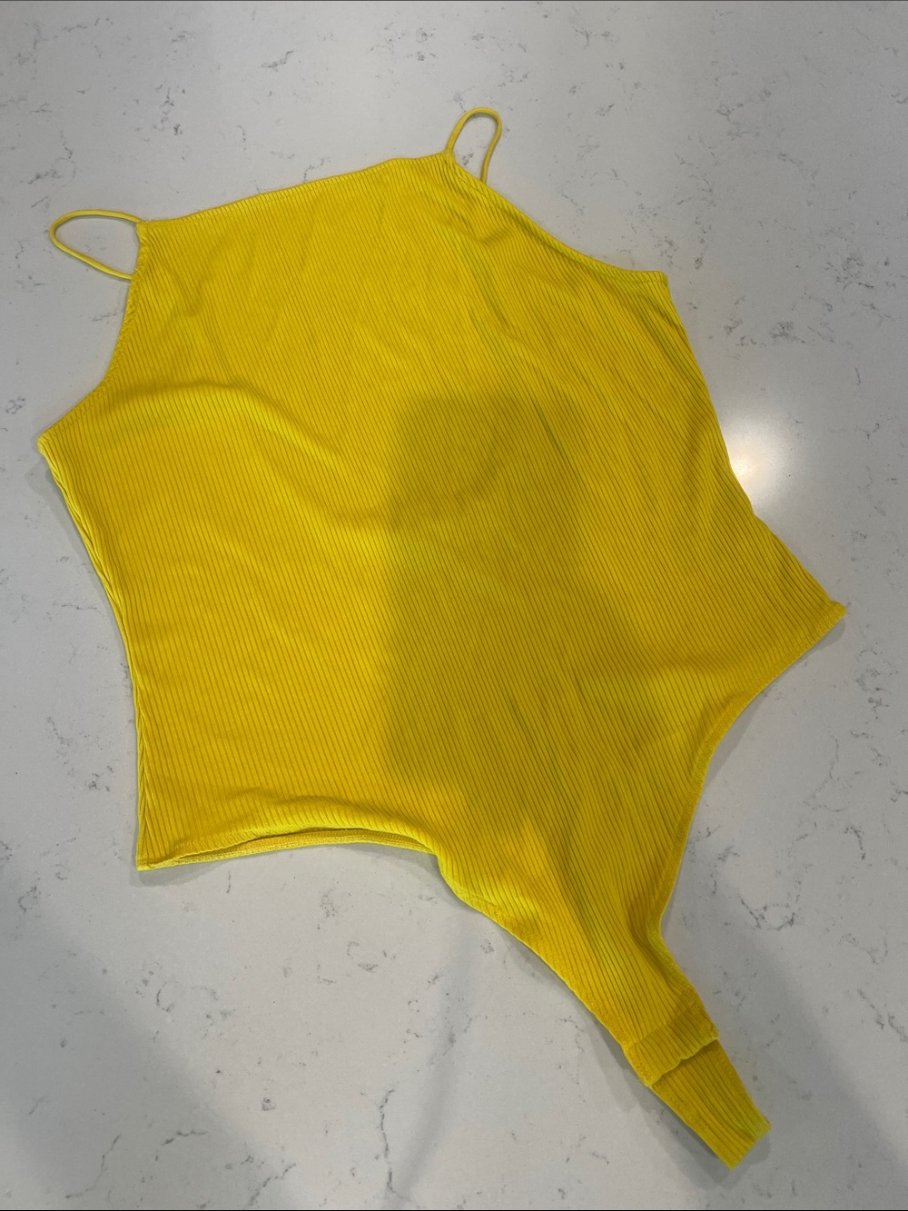 H&M Bright Yellow Ribbed Tank Bodysuit